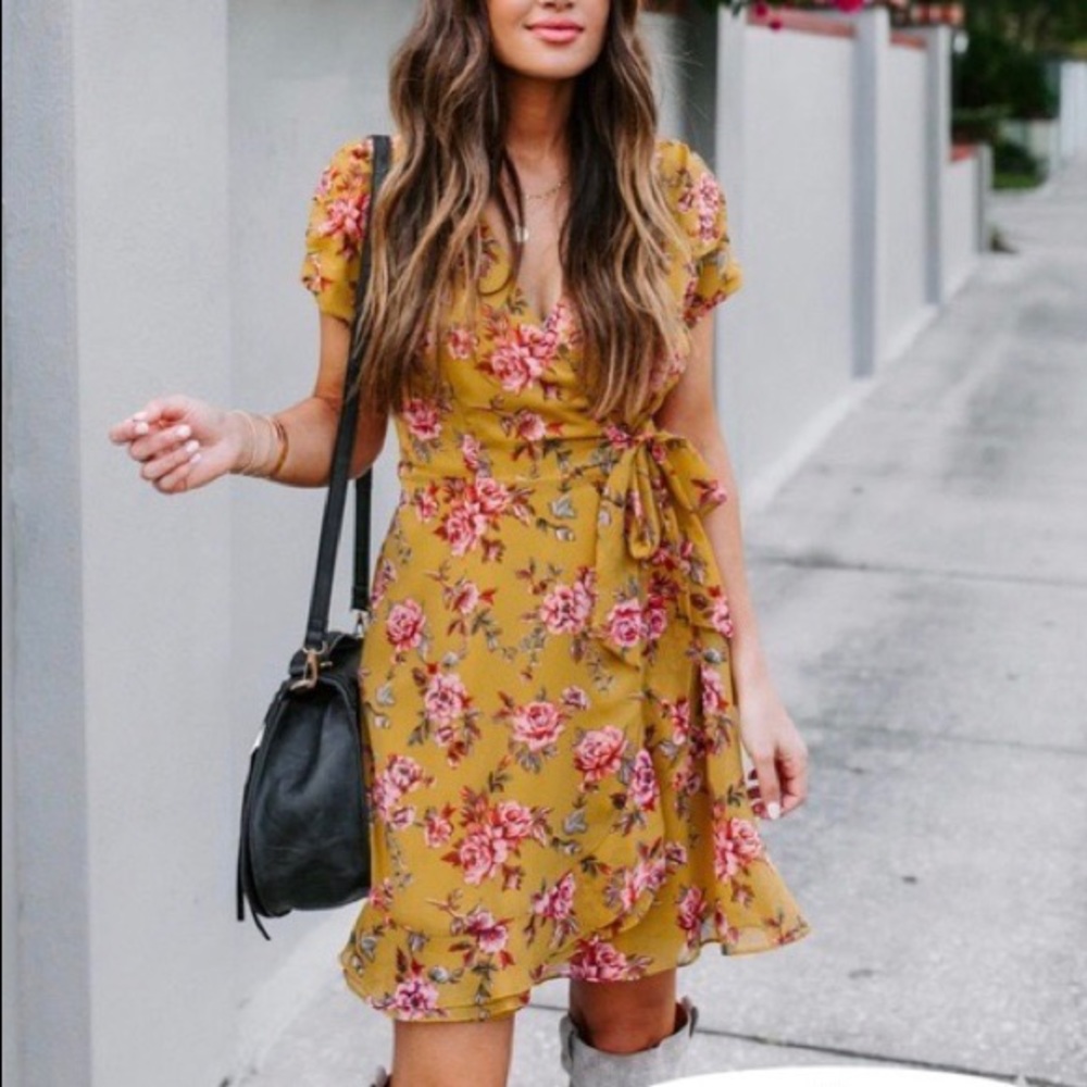 Vici Femininity Floral Wrap Dress